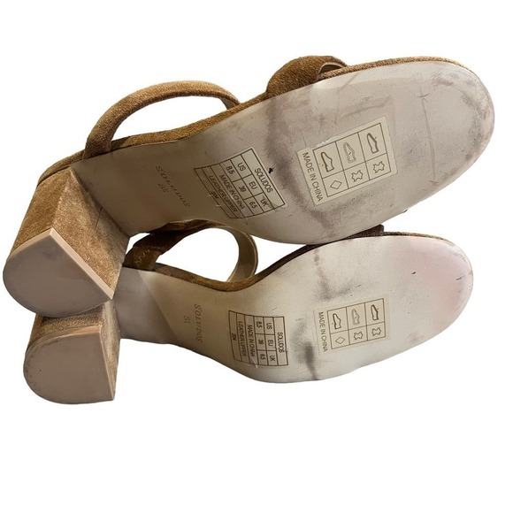 Soludos Ines Suede Open Toe Block Heel Sandals Walnut Brown Size 8.5 - Picture 8 of 10